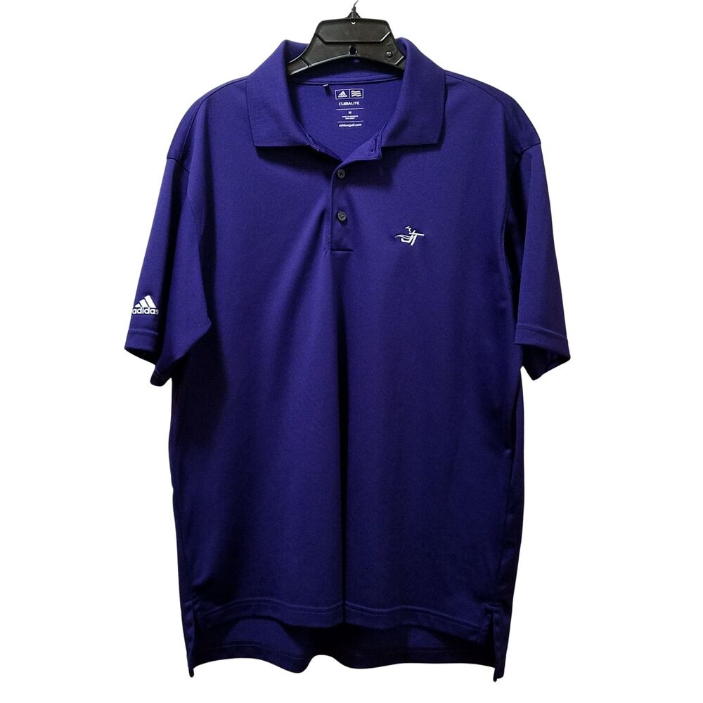 Adidas Climalite Performance Polo Shirt Men’s Medium Purple Golf Initials 'JT'